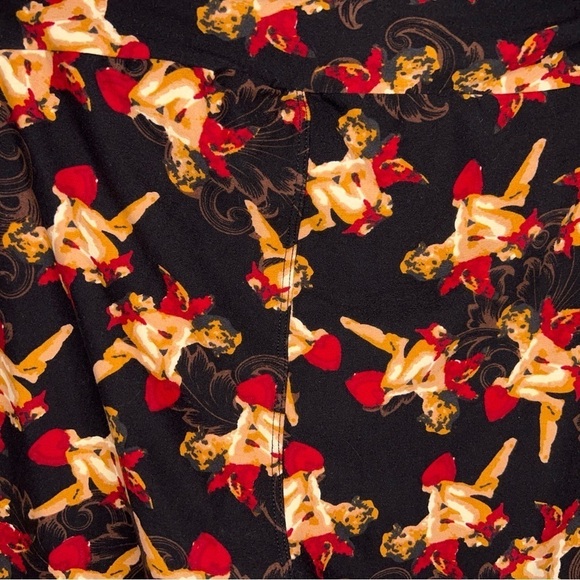 LULAROE CHERUB LEGGINGS GOTH RETRO TALL CURVY FIT WOMENS STRETCH PANTS - Picture 8 of 10